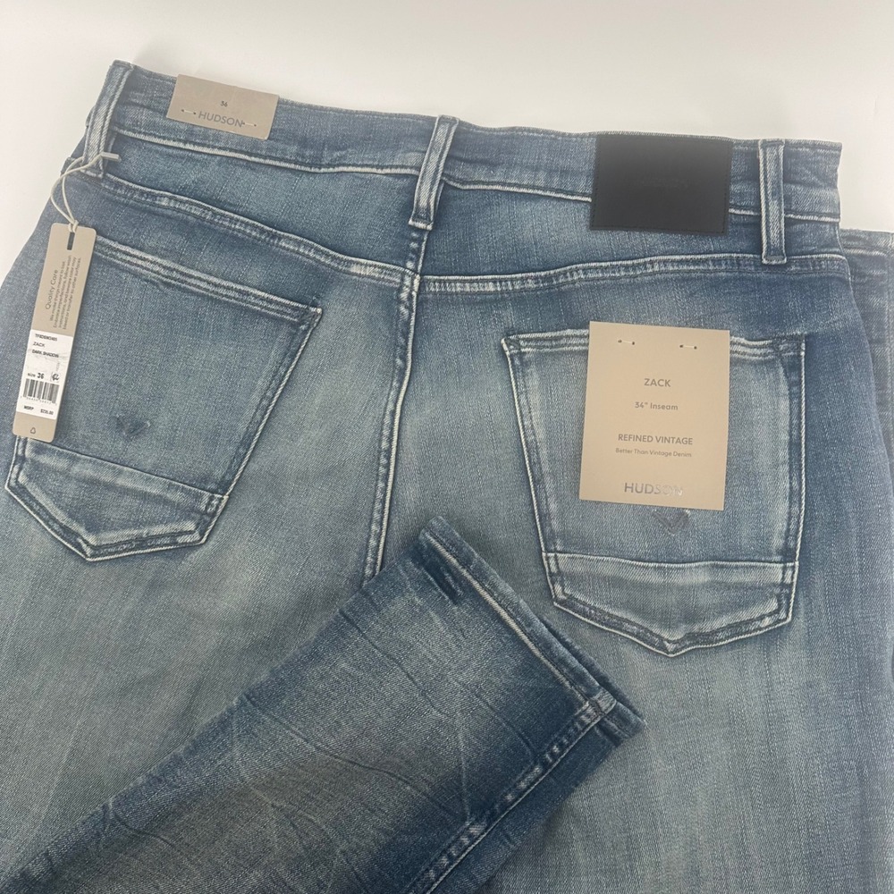 Hudson Zack Skinny Straight Jeans Mens 36 Blue Dark Shadow Refined Vintage NEW